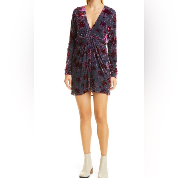 Rag & Bone Pink Eloise Gathered Devoré-velvet Mini Dress - Picture 2 of 14